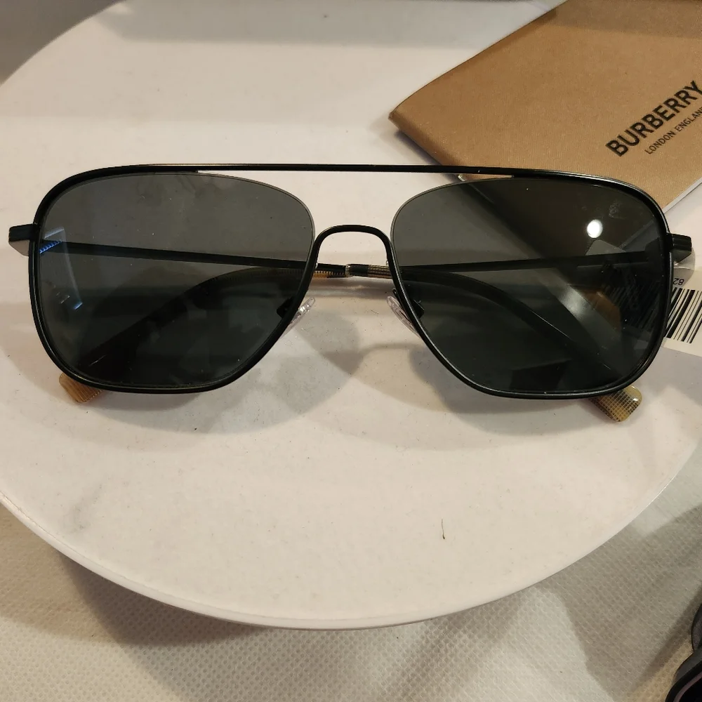 Burberry Men's Falcon BE3112 58mm Pilot Sunglasses in Matte Black - Picture 5 of 7